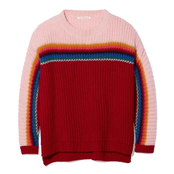 The Xirena Simone Apres Ski Sweater in Red Retro Color block - Picture 4 of 5